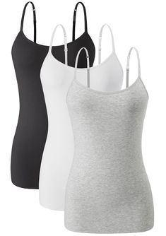 PRICES MAY VARY. ✪Camisole Material: Womens adjustable spaghetti strap tank tops which are made of 95% organic cotton and 5% spandex. The camisole with built in bra with cotton fiber is hygroscopic, making it soft to the touch, skin-friendly, and excellent in breathability. It makes you feel comfortable at all times, and feels more dry and clean when you wear womens camisoles with shelf bra in summer. ✪ Camisole Built in Bra Design: The cami with built in bra is equipped with adjustable thin sho Undershirt Tank Top, Cotton Camisole, Camisole Bra, Strap Tank Top, Solid Tank Tops, Bra Tank, Womens Camisoles, Spaghetti Strap Tank Top, Tank Top Bras