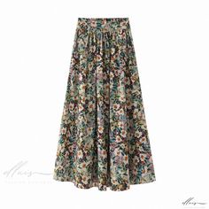 Elluis - Elegant Vintage Floral Print Midi Skirt featuring a Classic High-Waisted Design Floral Print Midi Skirt, Printed Midi Skirt, Vintage Floral Print, Types Of Skirts, A Line Skirt, A Line Skirts, Vintage Floral, Midi Skirt, Floral Print