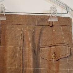 Nwot Plaid & Cuffed Lauren Ralph Lauren Wide Leg Trousers Brown & Creme Color Great Condition 100% Cotton All Season Wear Gently Pleated Below Waist For Slimming Silhouette Career Party Office Nights Out On The Town Interviews Showers Holidays Graduations Family Gatherings Celebrations Flat Right Rear Pocket Is Still Factory Stitched! Flat Left Rear Pocket W/ Button (2) Deep Side Pockets (Hidden) Front Hidden Zipper W/ Button 2nd Button For Flat Tummy When Flat Approx: Waist 16.5" Flat Waistband Tailored Beige Bottoms With Belt Loops, Tailored Beige Bottoms With Pockets, Tailored Beige Bottoms With Welt Pockets, Fitted Beige Pants With Pockets, Classic Fitted Cream Pants, Fitted Cream Classic Pants, Fitted Beige Pants With Welt Pockets, Cream Trousers With Welt Pockets, Classic Cream Bottoms With Belt Loops