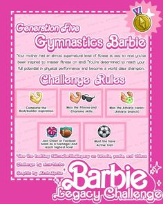 an advertisement for barbie's gymnastics games