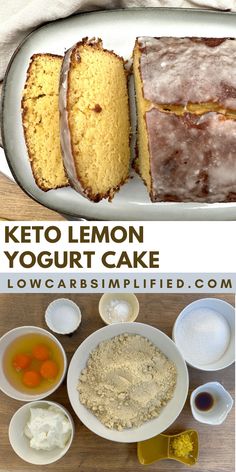 the ingredients for a keto lemon yogurt cake