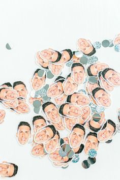 a bunch of stickers that have people on them with faces in the shape of hearts