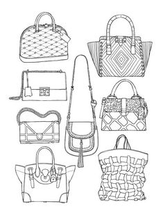 Diy Coloring Books, Fashion Coloring Book, Book Purse, Fashion Illustrations Techniques, Dress Design Drawing, Unique Handbags