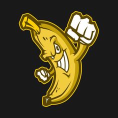 a banana with a fist in it's mouth