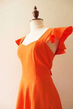 OLIVIA Orange Dress Orange Bridesmaid Dress Swing Dance | Etsy Fitted Orange Dress With Sweetheart Neckline, Orange Party Dress With Sweetheart Neckline, Orange Fitted Dress With Sweetheart Neckline, Cute Ruffled Dresses For Bridesmaids, Flirty Sleeveless Orange Dress, Orange Wedding Dress With Sweetheart Neckline, Cute Ruffled Bridesmaid Dress, Cute Bridesmaid Dresses With Ruffles, Summer Orange Dresses With Fitted Bodice