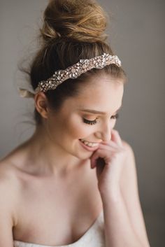 image 0 Gold Bridal Headband, Bridal Cuff, Bridesmaid Headband, Rose Gold Bridesmaid, Wedding Hairband, Headband Bridal, Black Bridal, Rose Gold Crystal, Rose Gold Bridal