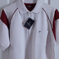 Nwt 100% Cotton Very Tight , Smooth Pique Very Well Made Nice Brand Detail On Mop Button Can Find Web Site, But Not This Shirt. Very Well, Web Site, Manchester, Tights, Man Shop, Mens Shirts, Cream, Red, Color