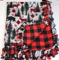 two red and black buffalo plaid ruffles