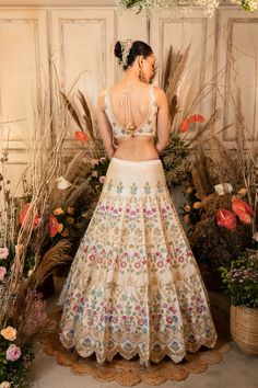 Get ready for your spring wedding with Bahar! Bahar features an ivory hand-embroidered floral lehenga paired with a matching blouse and lavender dupatta with a floral border.by Chamee and Palak. DELIVERY TIMEPlease allow 4-6 months for your outfit to arrive. FABRIC DETAILSRaw silk, Net. Off White Floral Embroidered Traditional Wear For Reception, Off White Traditional Wear With Floral Embroidery For Reception, Off White Floral Embroidered Sharara For Reception, White Floor-length Sharara With Floral Embroidery, White Floral Embroidery Floor-length Sharara, White Floor-length Choli With Floral Embroidery, Off White Anarkali Lehenga With Floral Embroidery, White Anarkali Set With Floral Embroidery For Wedding, White Floral Embroidered Floor-length Lehenga