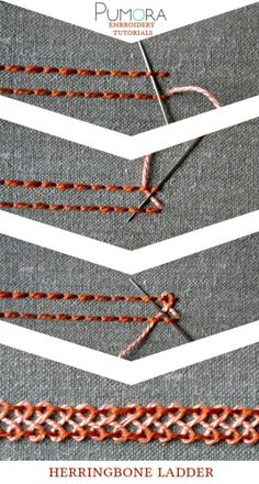 three different types of stitchs are shown together