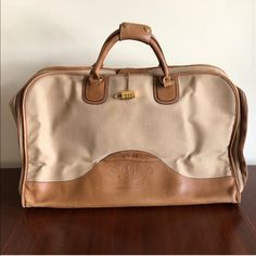 See Above. Gtd/Gem Designer Brown Luggage With Leather Handles, Designer Brown Luggage With Leather Trim, Classic Brown Luggage With Leather Trim, Classic Beige Travel Bag, Brown Travel Bag With Gold-tone Hardware, Beige Travel Bag With Brass Hardware, Bags Vintage, Travel Bags, Limited Time