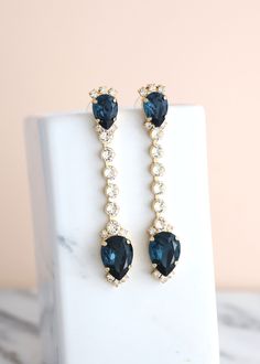 Blue Navy Earrings, Bridal Blue Navy Drop Earrings, Bridal Blue Earrings, Swarovski Dark Blue Chandelier Earrings, Long Blue Navy Earrings Blue Chandelier Earrings For Evening With Pierced Ears, Blue Chandelier Earrings For Evening, Formal Blue Chandelier Earrings, Elegant Blue Long Drop Chandelier Earrings, Elegant Blue Linear Earrings For Party, Blue Chandelier Drop Earrings For Evening, Blue Long Drop Earrings For Wedding, Elegant Blue Teardrop Linear Earrings, Blue Drop Bridal Earrings For Evening