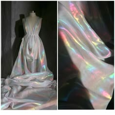 Wholesale Iridescent Magic Color Chiffon Fabric,Girl Dress Gauze,Wedding Decor,Fashion Designer Fabric, Note: This listing only is for 1 yard shiny fabric. Maybe a little color difference because of the light and different computer display. Width: About 130cm Length: This listing is for 1 yard. You will get a continue piece, if you buy more than 1 yard. Weight: About 60g / yard Feature: Iridescent Color Chiffon Fabric. Soft Smooth! You will see different color at different angles and light This Soft Summer Dress, Chifon Dress, Holographic Dress, Party Decor Diy, Iridescent Fabric, Dance Outfit, Shiny Fabric, Organza Dress, Rainbow Dress