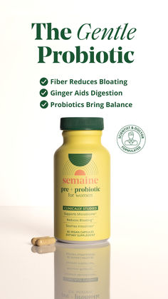 Crafted specifically for women. Combines clinically studied probiotics with nourishing prebiotics and soothing ginger. The ultimate gut helper.