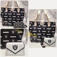 (eBay) Find many great new & used options and get the best deals for NFL Las Vegas Raiders Patterned Tote Bag & Stitched Wallet (Gray) Set *New* at the best online prices at eBay! Free shipping for many products! Raiders Gifts, Las Vegas Raiders, White Set, African Print Fabric, Tote Pattern, Tote Bag Pattern, Shop Fans, Artificial Leather, Leather Tote Bag