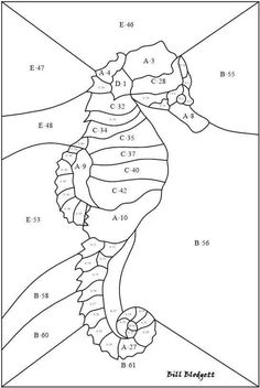 a coloring page with an image of a sea horse on it's back side