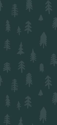 black and white pine trees on a dark green background, with the silhouettes of evergreen trees