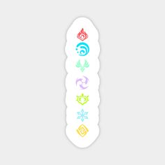 the seven chakras sticker is shown in multicolored colors on a white background