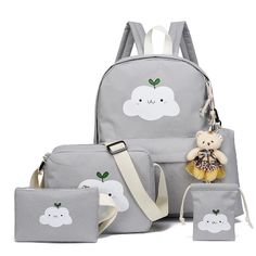 Casual 5 Pieces Set Kawaii Fashion School Bags Backpacks on Storenvy Kawaii Cloud, Kids School Backpack, Style Kawaii, School Bags For Girls, Cute Backpacks, School Bags For Kids, Canvas Backpack, Girl Backpacks, School Fashion