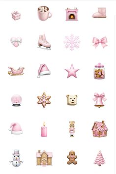 pink christmas icons are displayed on a white background