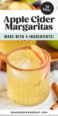 an apple cider margarita with cinnamon garnish in it