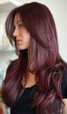 cherry cola hair color, cherry coke hair color ideas, burgundy hair color, ombre cherry cola hair, cherry cola balayage, red brown hair color, cherry cola highlights, hair color trends 2024 Bordeaux Hair, Deep Cherry Red Hair, Hair Color Cherry Coke, Pelo Color Vino