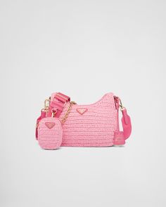 Petal Pink Prada Re-edition 2005 Crochet Bag | PRADA Prada Re Edition 2005, Tape Shoulder, Preppy Bags, Prada Re Edition, Luxury Bags Collection, Girly Bags, Fancy Bags, Handbag Heaven, Luxury Purses