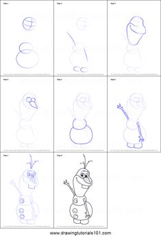 how to draw a cartoon character from frozen world with easy steps and instructions for kids