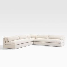 Seascape 3-Piece Upholstered L-Shaped Outdoor Patio Sectional Sofa + Reviews | Crate & Barrel Outdoor Patio Sectional, White Slipcovers, Outdoor Sectional Furniture, Patio Couch, L Shaped Couch, Upholstery Cushions, Outdoor Couch, Sofa Review, Patio Sectional