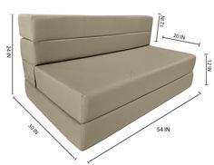 an image of a couch with measurements for it