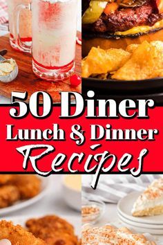 the cover of 50 dinner lunch and dinner recipes, with images of different types of food