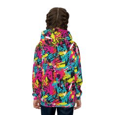 Elevate your child's streetwear style with our vibrant Graffiti Art Hoodie. This hoodie is designed to make a statement, featuring an all-over graffiti pattern that captures the energy of urban art. The graffiti pattern boasts a mix of urban typography, spray-painted textures, and neon colors, creating a dynamic and eye-catching look that's perfect for the young trendsetters. Crafted with comfort in mind, this hoodie is made from high-quality materials to keep your child cozy and stylish. It's t Playful Hoodie With Drawstring Hood For Streetwear, Playful Multicolor Sweatshirt For Streetwear, Playful Hooded Hoodie For Streetwear, Multicolor Graffiti Print Sweatshirt For Winter, Multicolor Graffiti Print Winter Sweatshirt, Multicolor Graffiti Print Sweatshirt For Streetwear, Medical Scrubs, Creative Blog, Graffiti Styles