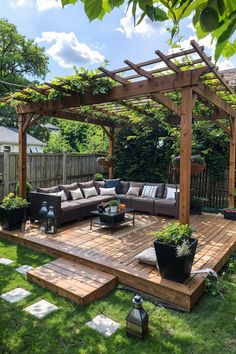 50 Effortless Deck Ideas with Pergolas & Gazebos for Stylish Entertaining! Pergola Seating, Design Backyard, Wooden Deck, Backyard Gazebo, Backyard Gardening, Cozy Backyard, Deck Designs, Backyard Renovations, Backyard Remodel