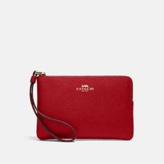 Red Coach Wristlet - Brand New Red Wallet With Zipper Pouch For Everyday, Red Wallet With Zipper Pouch, Red Zipper Pouch Wristlet For Gift, Red Wristlet With Zipper Pouch As Gift, Red Zipper Pouch Wristlet As Gift, Red Pouch As A Gift, Red Pouch As Gift, Elegant Red Travel Pouch, Classic Rectangular Wristlet Perfect As A Gift