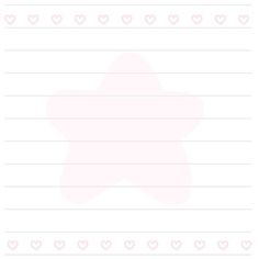 a lined paper with hearts and a star on the bottom, in pink ink against a white background