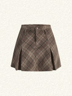 Women's Plaid Mini Skirt Khaki Casual   Woven Fabric Plaid A Line Non-Stretch  Women Clothing, size features are:Bust: ,Length: ,Sleeve Length: Ca Rô, Skirts Plaid, Korean Fashion Outfits, Fashion Vocabulary, Women Skirts, Plaid Mini Skirt, Plaid Skirt, Plaid Skirts, Stage Outfits