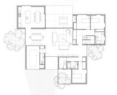 the floor plan for a house with two levels and three rooms, including an open living area