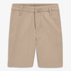 Looks like chinos, feels like their favorite pair of sweats, and made to win over the most hard-pant-averse kids. Just like the stretch chino drawstring shorts they love, but with a dress code-friendly hook & bar closure. Fabric: 97% cotton/3% spandex; pre-washed to minimize shrinkage. Feel: Like the softest "hard pants" you'll ever find, thanks to a hint of stretch. Learn more. Fit: Adjustable, elastic waistband for a comfortable fit; zip-up front with hook & bar closure, plus side and back poc Casual Solid Bermuda Shorts, Casual Solid Bermuda Shorts With Built-in Shorts, Casual Solid Color Chinos For Summer, Casual Solid Color Summer Chinos, Casual Solid Knee-length Bermuda Shorts, Summer Casual Solid Color Chinos, Casual Solid Color Cotton Bermuda Shorts, Casual Solid Cotton Bermuda Shorts, Casual Short Bottoms For School