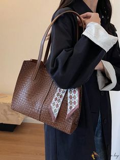 Bird in Bag - Womens Decorative Capacity Tote Bag Casual Brown Square Hobo Bag, Casual Brown Shoulder Bag For Errands, Casual Brown Square Bucket Bag, Casual Brown Square Bag, Casual Brown Satchel For Errands, Casual Brown Bucket Bag For Errands, Bird In Bag, Bag Bag, Square Bag