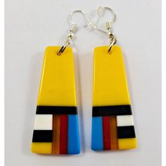 Handmade Resin Inlay Earrings Approximately 4cmx2cm Yellow Rectangular Earrings As A Gift, Rectangular Yellow Earrings For Gift, Yellow Rectangular Earrings For Gifts, Modern Multicolor Rectangular Jewelry, Handmade Yellow Rectangular Jewelry, Yellow Rectangular Earrings Gift, Handmade Yellow Rectangular Earrings, Nickel-free Multicolor Rectangular Earrings, Native American Beaded Earrings