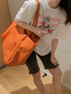 Bird in Bag - Stylish and Versatile Minimalist Canvas Tote Bag - Solid Color, Spacious, and Fashionable - Perfect for Shopping, Travel, and Everyday Use Shopping Travel, Orange Fashion, Shopper Bag, Bird In Bag, Canvas Tote Bag, Canvas Tote, Orange Color, Solid Color, Tote Bag