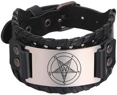 PRICES MAY VARY. Length: about 8.54"-9.33",width 1.2",can be adjusted,Weight about 0.07lb Material : High Quality Leather,Stainless Steel, Eco-friendly made, nickle and lead free Color: Brown/Black color Unisex style:Fit both men and women,boys and girls Viking Punk LIKGREAT Satanic Amulet Wide Leather Bracelet on Hand for Men Symbol of Evil Stand-in for Satan Vintage Charm Bangles Jewelry 

 scandinavian leather mens leather cuff bracelet gothic mens bracelet mens leather cuff bracelet wide egy Gothic Adjustable Leather Bracelet, Black Adjustable Alternative Style Bracelets, Men Symbol, Mens Leather Cuff Bracelets, Bracelet Gothic, Egyptian Bracelet, Punk Men, Gothic Bracelet, Charm Bangles