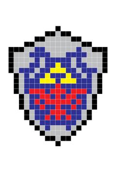 an image of a pixellated face in blue, yellow and red