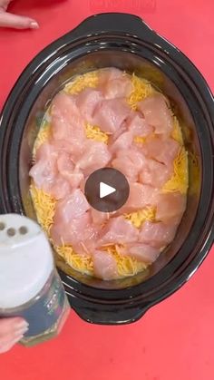 a video demonstrating how to cook ham in the crock pot with cheese and seasoning