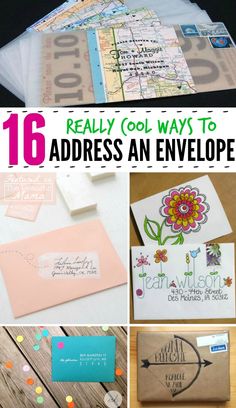 some cards and envelopes with the words, really cool ways to address an envelope