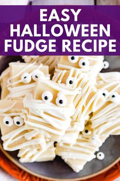 A stack of halloween fudge pieces with a mummy theme, showcasing an easy halloween fudge recipe idea for white chocolate halloween fudge that's both fun and delicious. Fudge Ideas, Halloween Fudge, The Best Fudge, White Fudge, Best Fudge, Best Fudge Recipe, Two Spooky, Chocolate Halloween