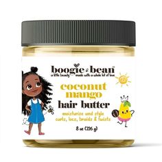 Boogie and Bean kids hair oil and butters are great for moisturizing or using as a styling aid for kids braids, kid loc retwists, kids twists and curls. Our kids hair butters are all natural and made without harsh ingredients such as sulfates, mineral oil, parabens, phthalates, toxic fragrances and paraffins. Try any of our kids hair products including 4c hair products, kids loc products, kids curly hair products, kids hair gels, kids hair oils, kids hair butters, kids hair ties, kids hair clips Kids Curly Hair Products, Kids With Locs, Kids Hair Products, Mango Butter For Hair, Loc Products, Butter Braids, Curly Hair Baby, Kids Salon, Cute Toddler Hairstyles