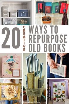 there are many different ways to repurpose old books in this postcard collage