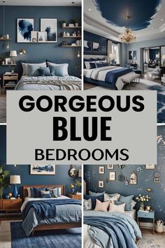 gorgeous blue bedroom designs with text overlay