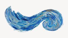 an abstract painting of blue waves on white paper